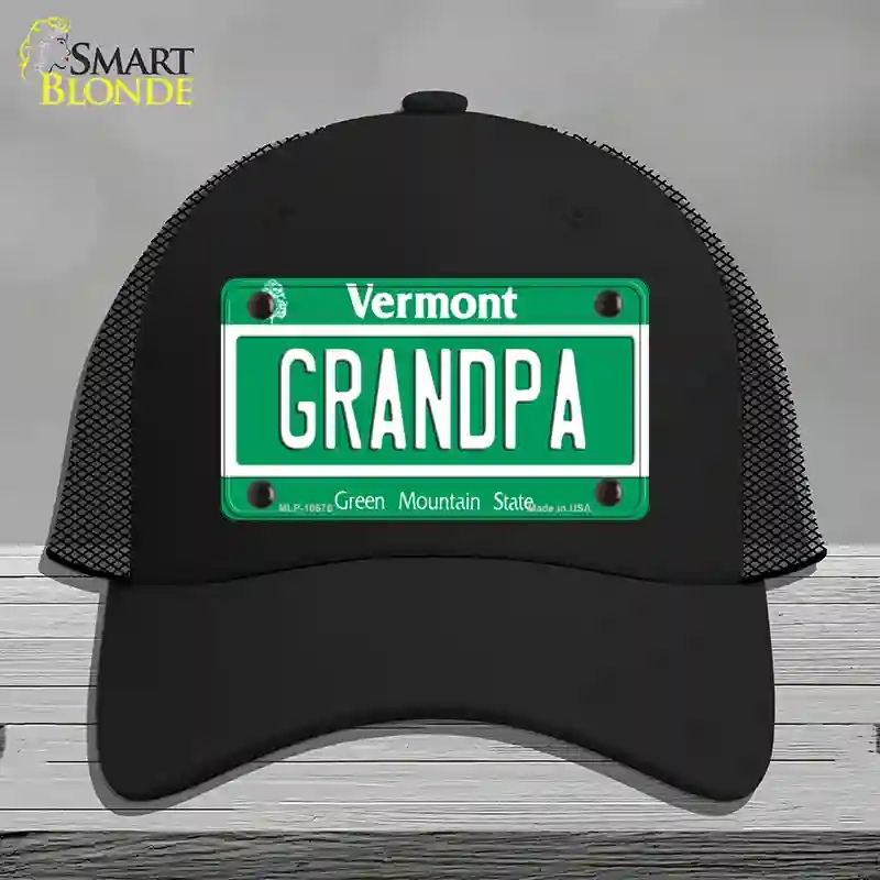 HAT01-MLP-10676 Grandpa Vermont Novelty License Plate Hat, Mesh - Black