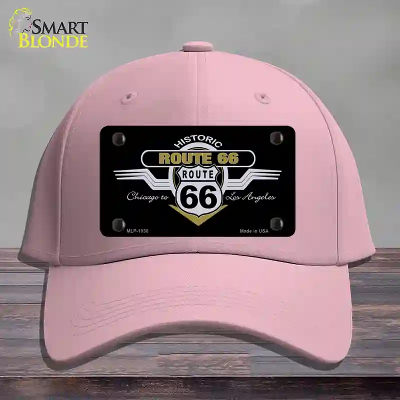 HAT05-MLP-1030 Route 66 Shield Wings Novelty License Plate Hat, Cotton - Pink