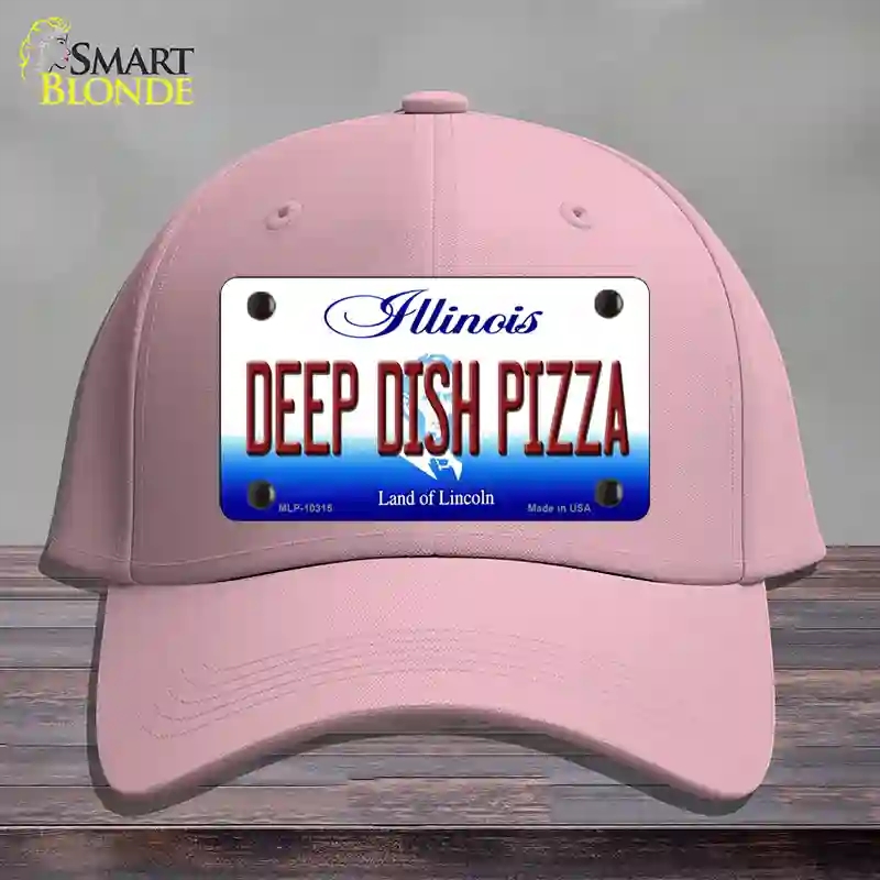 HAT05-MLP-10315 Deep Dish Pizza Illinois Novelty License Plate Hat, Cotton - Pink