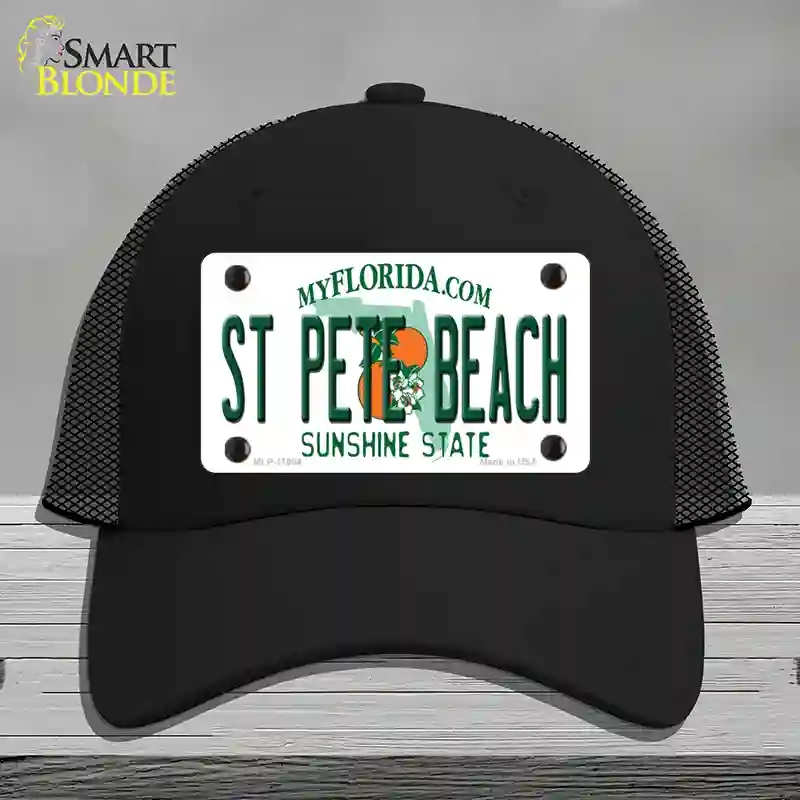 HAT01-MLP-11084 St Pete Beach Florida Novelty License Plate Hat, Mesh - Black