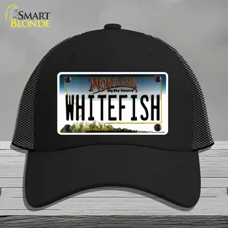 HAT01-MLP-11097 Whitefish Montana State Novelty License Plate Hat, Mesh - Black