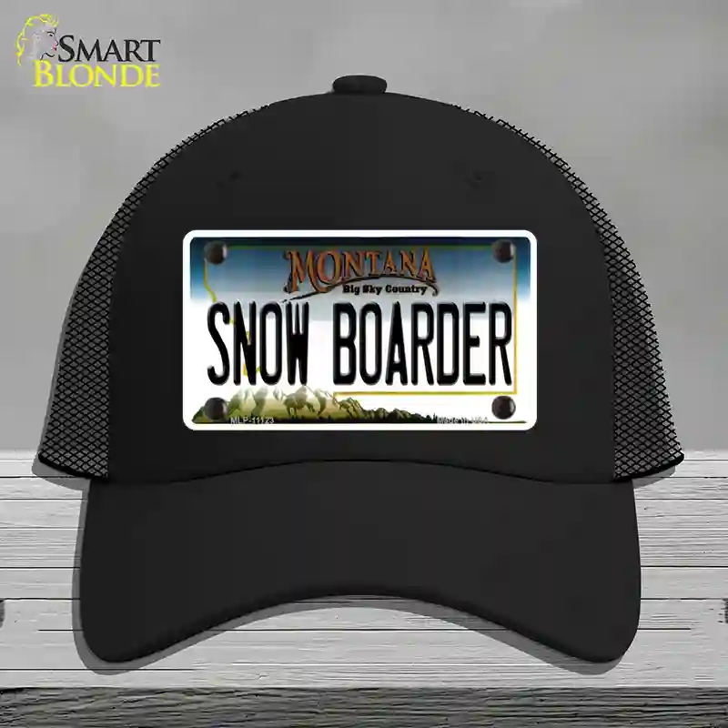 HAT01-MLP-11123 Snow Boarder Montana State Novelty License Plate Hat, Mesh - Black