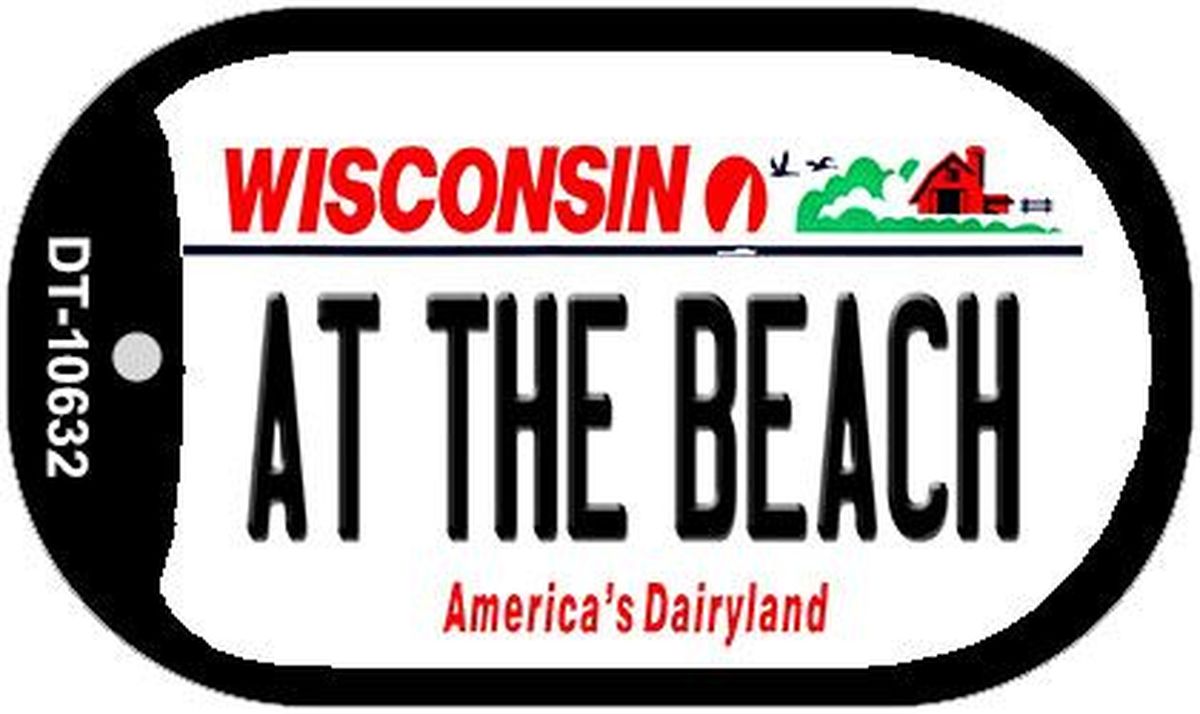 Picture of Smart Blonde DT-10632 1.5 x 2 in. At The Beach Wisconsin Novelty Metal Dog Tag Necklace