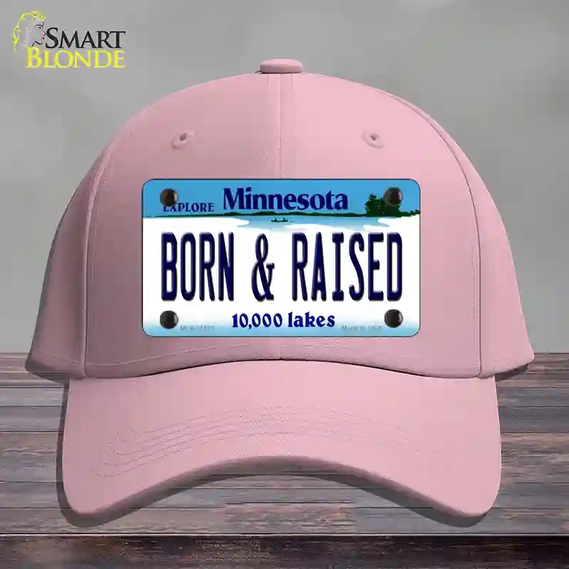 HAT05-MLP-11071 Born & Raised Minnesota State Novelty License Plate Hat, Cotton - Pink