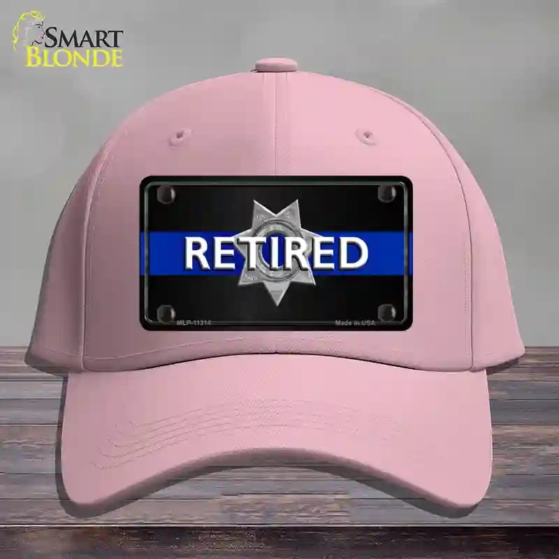 HAT05-MLP-11314 Thin Blue Line Retired Police Novelty License Plate Hat, Cotton - Pink