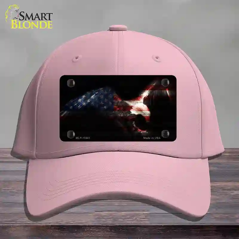HAT05-MLP-11941 Eagle American Flag Novelty License Plate Hat, Cotton - Pink