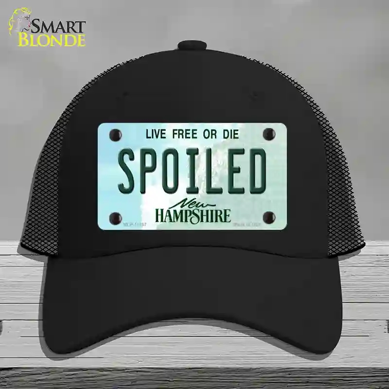 HAT01-MLP-11157 Spoiled   Hampshire State Novelty License Plate Hat, Mesh - Black