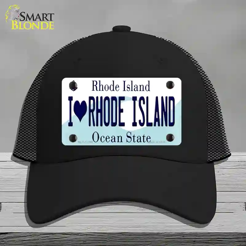 HAT01-MLP-11180 I Love Rhode Island State Novelty License Plate Hat, Mesh - Black