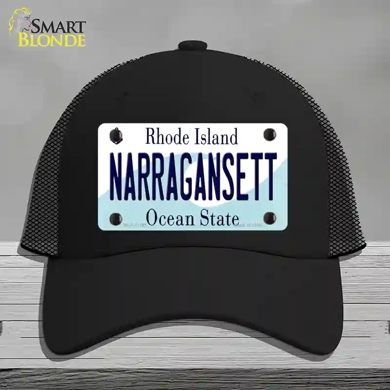 HAT01-MLP-11187 Narragansett Rhode Island State Novelty License Plate Hat, Mesh - Black