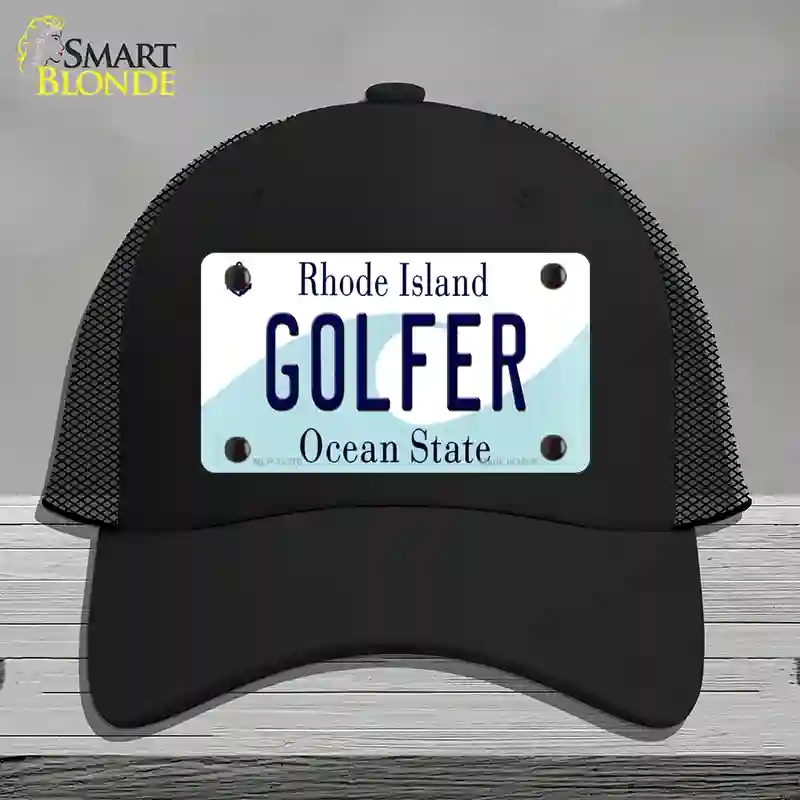 HAT01-MLP-11216 Golfer Rhode Island State Novelty License Plate Hat, Mesh - Black