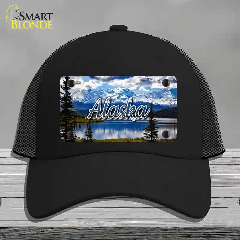 HAT01-MLP-11584 Alaska Snowy Mountains State Novelty License Plate Hat, Mesh - Black