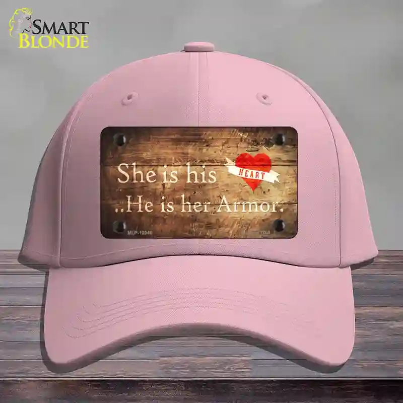 HAT05-MLP-12046 His Heart Her Armor Novelty License Plate Hat, Cotton - Pink