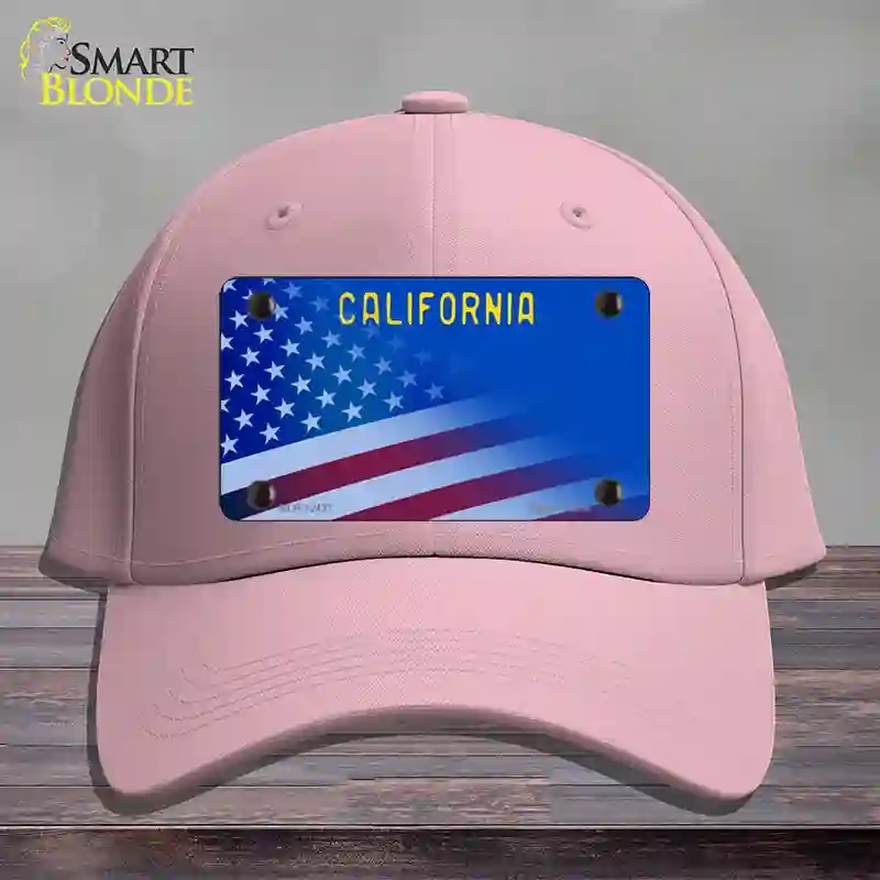 HAT05-MLP-12437 California with Blue Novelty License Plate Hat, Cotton - Pink