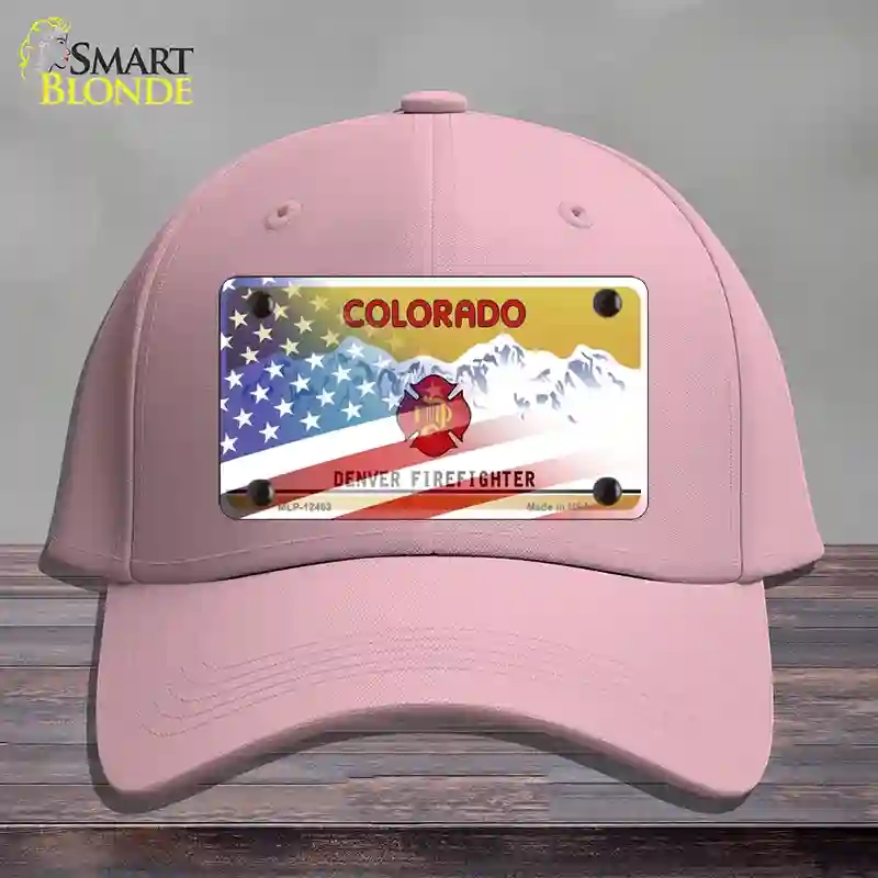 HAT05-MLP-12463 Colorado Firefighter American Flag Novelty License Plate Hat, Cotton - Pink