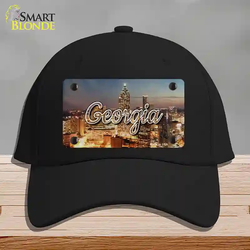 HAT03-MLP-11593 Georgia City Lights State Novelty License Plate Hat, Cotton - Black