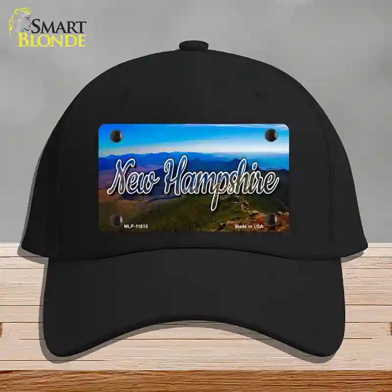 HAT03-MLP-11615   Hampshire Mountain Range State Novelty License Plate Hat, Cotton - Black