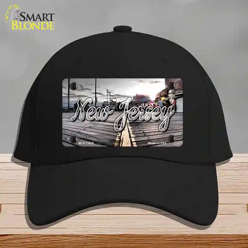 HAT03-MLP-11616   Jersey Boardwalk State Novelty License Plate Hat, Cotton - Black