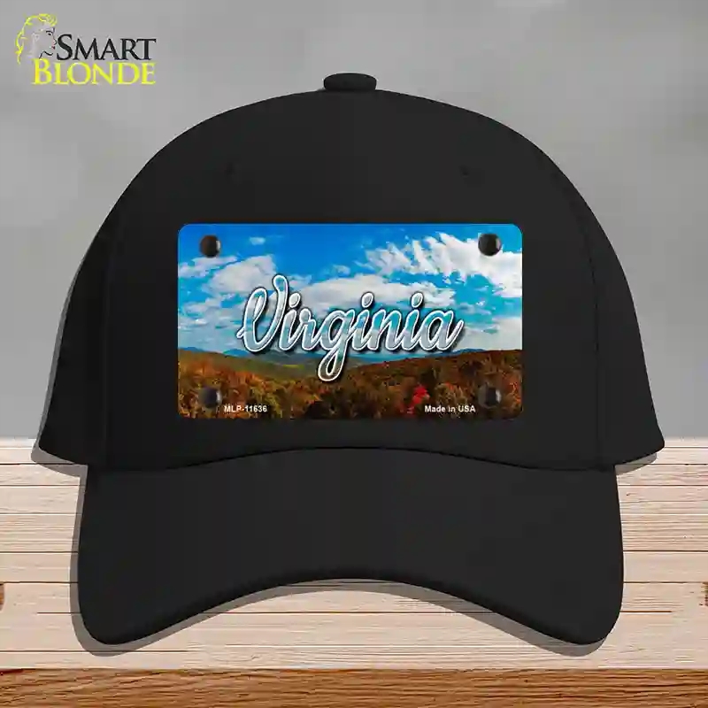 HAT03-MLP-11636 Virginia Mountain Range State Novelty License Plate Hat, Cotton - Black