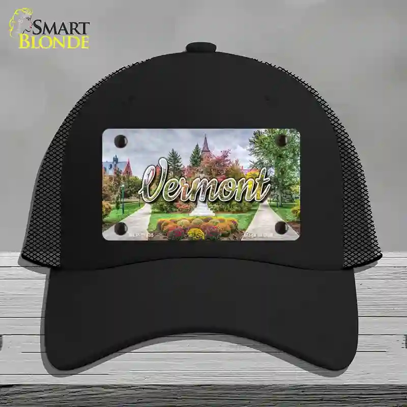 HAT01-MLP-11635 Vermont State Building State Novelty License Plate Hat, Mesh - Black