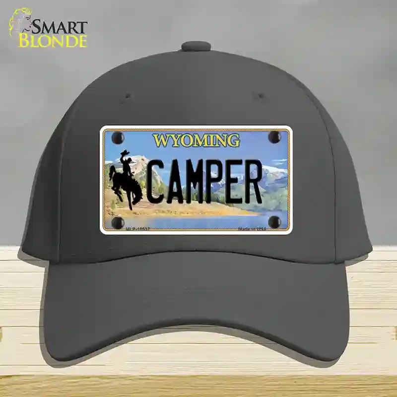 HAT04-MLP-10537 Camper Wyoming Novelty License Plate Hat, Cotton - Charcoal