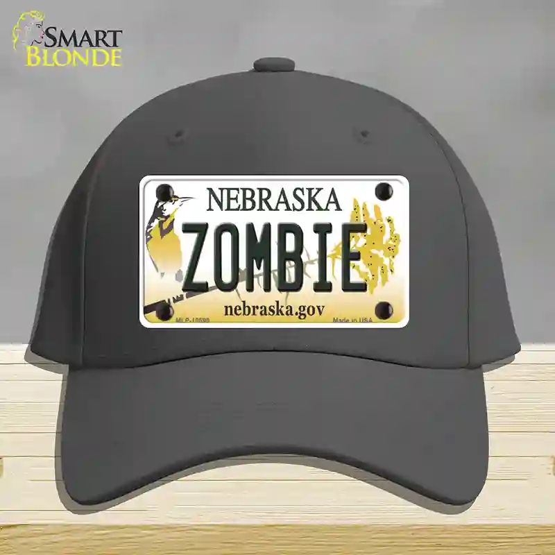 HAT04-MLP-10590 Zombie Nebraska Novelty License Plate Hat, Cotton - Charcoal