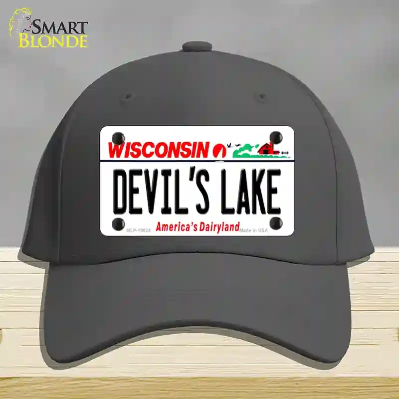 HAT04-MLP-10625 Devils Lake Wisconsin Novelty License Plate Hat, Cotton - Charcoal