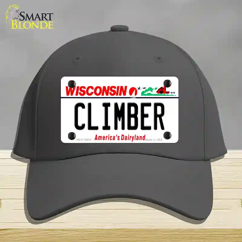 HAT04-MLP-10657 Climber Wisconsin Novelty License Plate Hat, Cotton - Charcoal