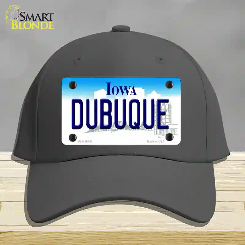 HAT04-MLP-10943 Dubuque Iowa Novelty License Plate Hat, Cotton - Charcoal