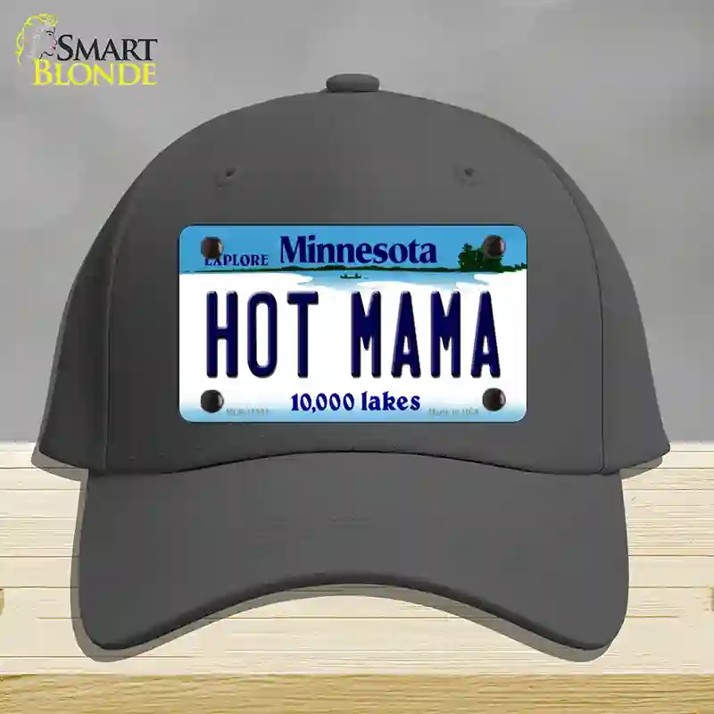 HAT04-MLP-11061 Hot Mama Minnesota State Novelty License Plate Hat, Cotton - Charcoal