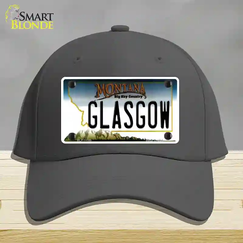 HAT04-MLP-11100 Glasgow Montana State Novelty License Plate Hat, Cotton - Charcoal