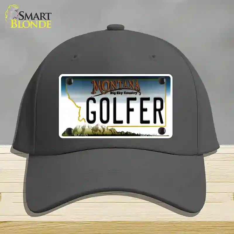 HAT04-MLP-11121 Golfer Montana State Novelty License Plate Hat, Cotton - Charcoal