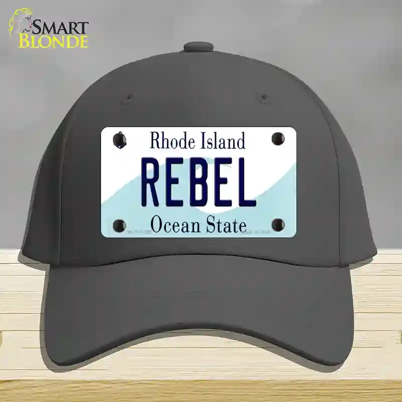 HAT04-MLP-11223 Rebel Rhode Island State Novelty License Plate Hat, Cotton - Charcoal