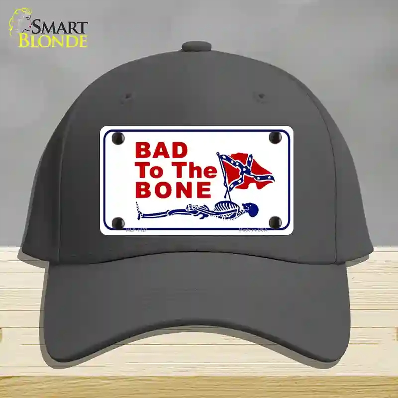 HAT04-MLP-1127 Bad to the Bone Novelty License Plate Hat, Cotton - Charcoal