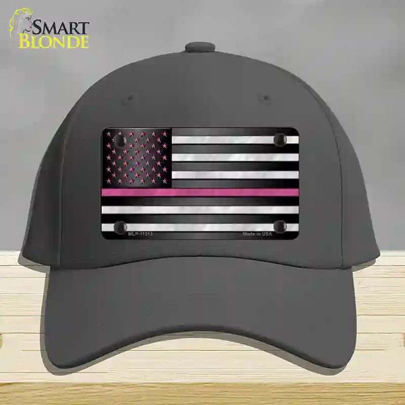 HAT04-MLP-11313 Thin Pink Line with Stars Novelty License Plate Hat, Cotton - Charcoal