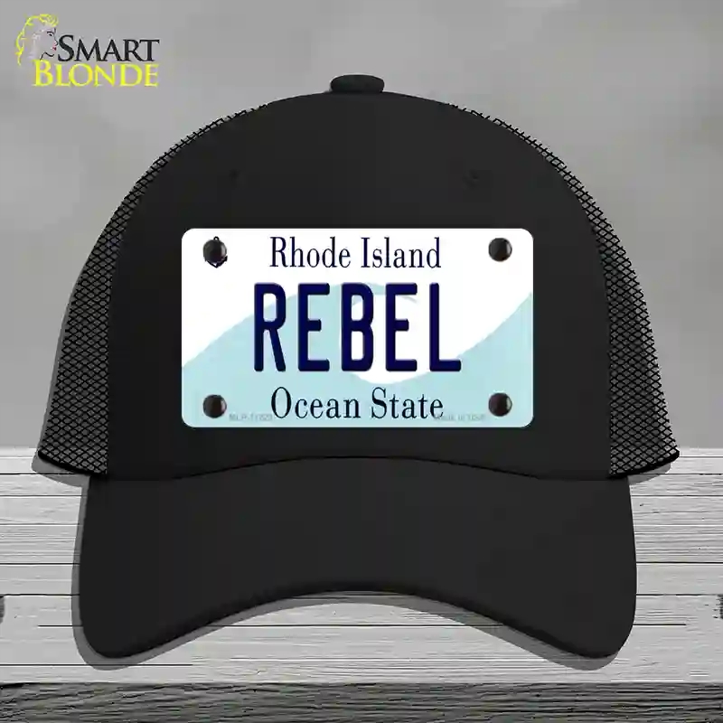 HAT01-MLP-11223 Rebel Rhode Island State Novelty License Plate Hat, Mesh - Black