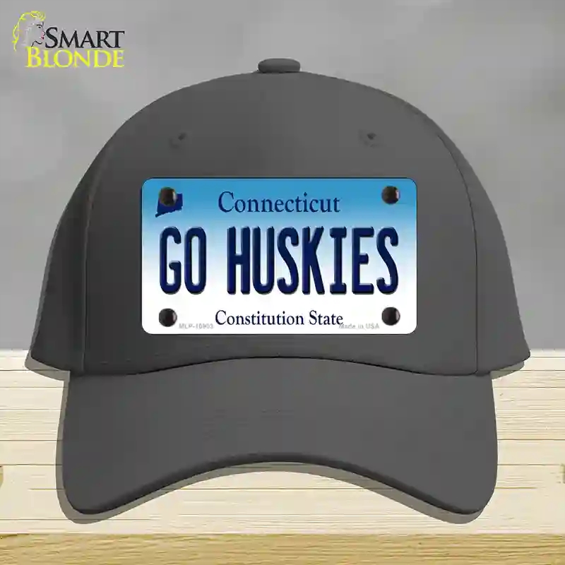 HAT04-MLP-10903 Go Huskies Connecticut Novelty License Plate Hat, Cotton - Charcoal