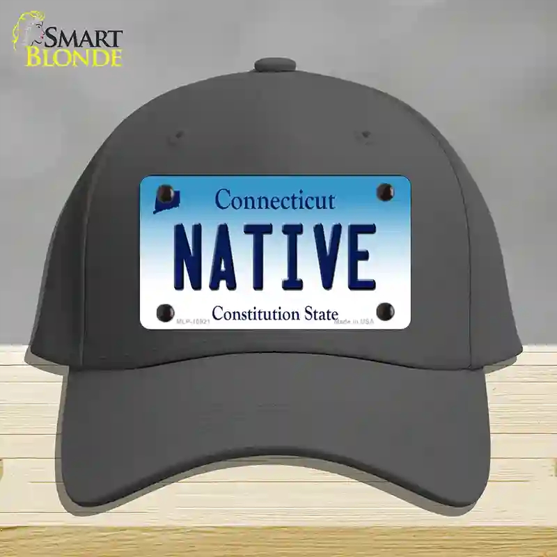 HAT04-MLP-10921 Native Connecticut Novelty License Plate Hat, Cotton - Charcoal