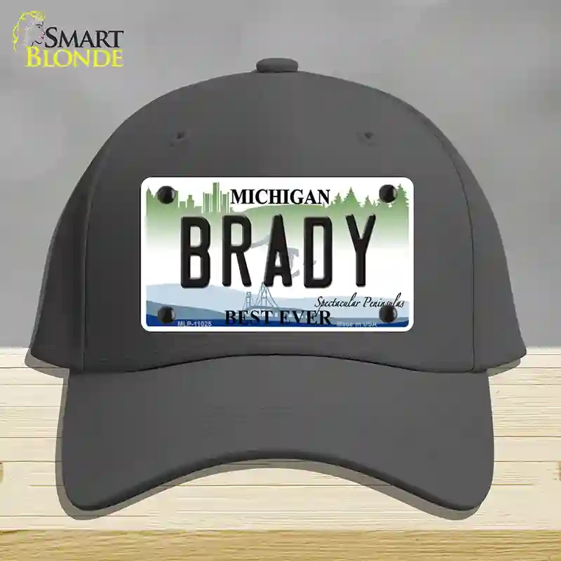 HAT04-MLP-11025 Brady Michigan Novelty License Plate Hat, Cotton - Charcoal