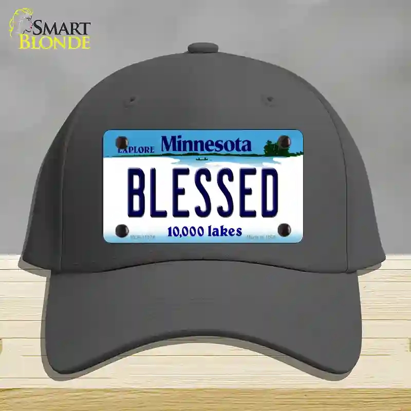 HAT04-MLP-11074 Blessed Minnesota State Novelty License Plate Hat, Cotton - Charcoal