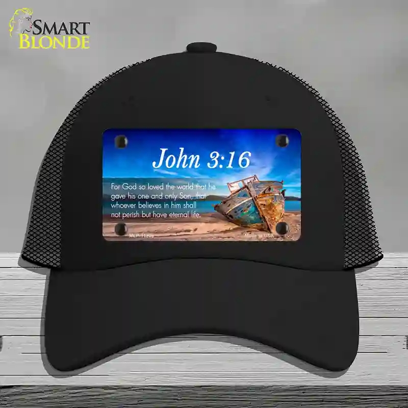 HAT01-MLP-11868 John 3 16 Beach Novelty License Plate Hat, Mesh - Black
