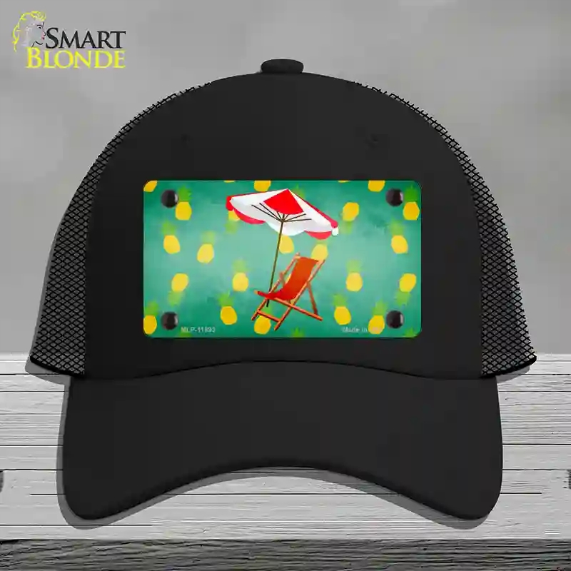 HAT01-MLP-11893 Chair & Umbrella Novelty License Plate Hat, Mesh - Black