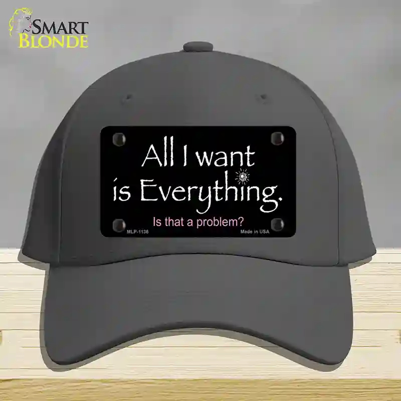 HAT04-MLP-1136 All I Want is Everything Novelty License Plate Hat, Cotton - Charcoal