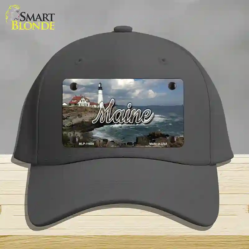 HAT04-MLP-11604 Maine Lighthouse Beach State Novelty License Plate Hat, Cotton - Charcoal