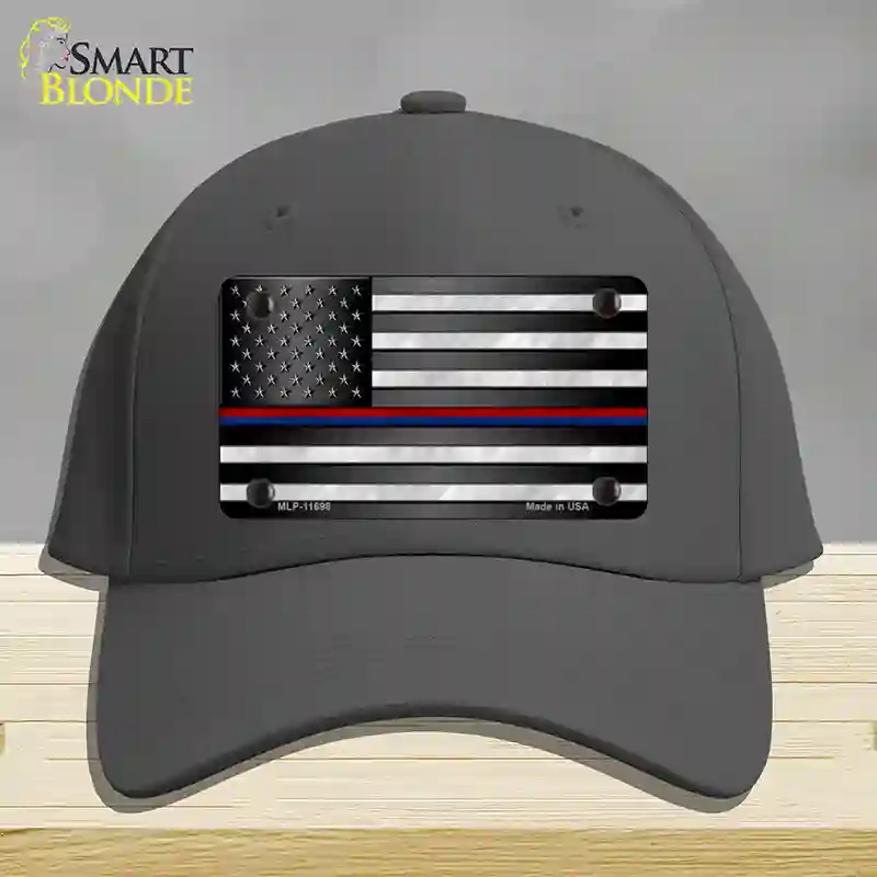 HAT04-MLP-11698 First Responder American Flag Novelty License Plate Hat, Cotton - Charcoal