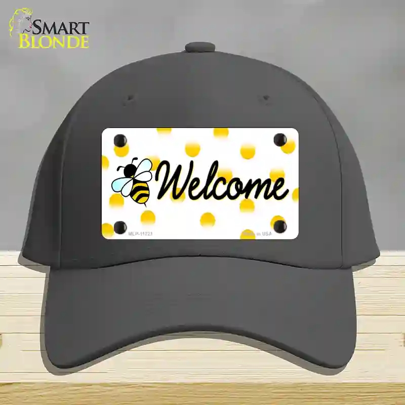 HAT04-MLP-11721 Welcome Bee Novelty License Plate Hat, Cotton - Charcoal