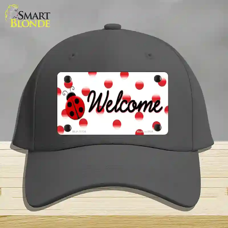 HAT04-MLP-11726 Welcome Ladybug Novelty License Plate Hat, Cotton - Charcoal
