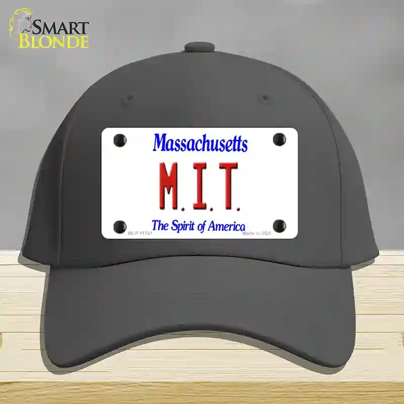 HAT04-MLP-11741 MIT Massachusetts State Novelty License Plate Hat, Cotton - Charcoal