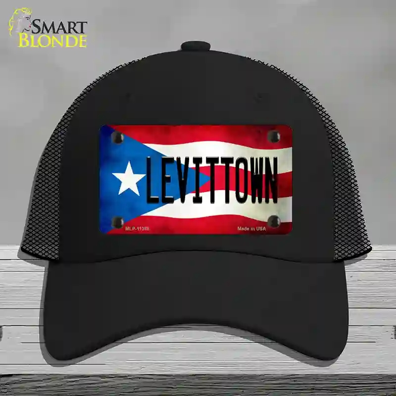HAT01-MLP-11398 Levittown Puerto Rico Flag Novelty License Plate Hat, Mesh - Black