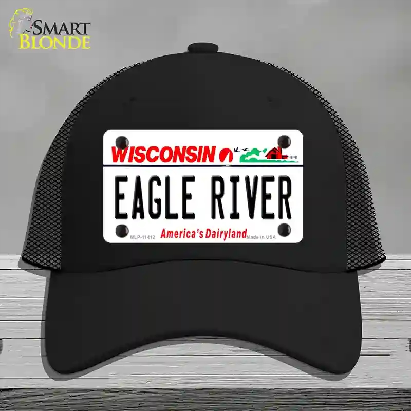 HAT01-MLP-11412 Eagle River Wisconsin Novelty License Plate Hat, Mesh - Black