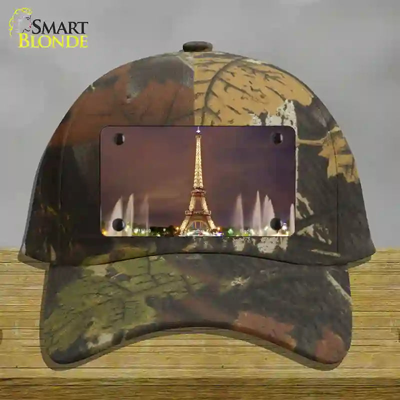 HAT06-MLP-11249 Eiffel Tower Night with Fountain Novelty License Plate Hat, Cotton - Camoflauge
